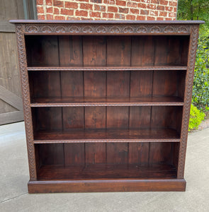 Antique English Bookcase Display Shelf Cabinet Oak SLIM Profile 49" T c. 1920s