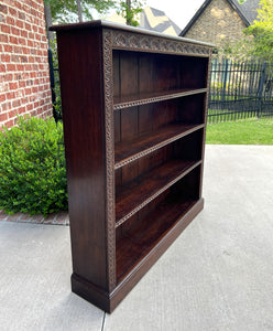 Antique English Bookcase Display Shelf Cabinet Oak SLIM Profile 49" T c. 1920s