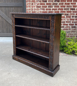 Antique English Bookcase Display Shelf Cabinet Carved Oak c. 41.5" T c. 1920s