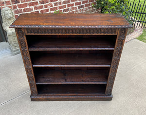 Antique English Bookcase Display Shelf Cabinet Carved Oak c. 41.5" T c. 1920s