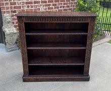 Load image into Gallery viewer, Antique English Bookcase Display Shelf Cabinet Carved Oak c. 41.5&quot; T c. 1920s
