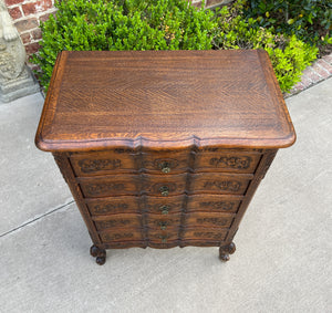 Antique French Chest of Drawers Cabinet 5-Drawer Petite Serpentine Carved Oak