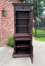 Load image into Gallery viewer, Antique French Bookcase HUNT Cabinet Dark Oak Black Forest Renaissance Display