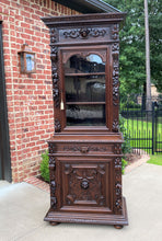 Load image into Gallery viewer, Antique French Bookcase HUNT Cabinet Dark Oak Black Forest Renaissance Display
