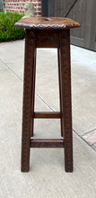 Load image into Gallery viewer, Antique English Pedestal Plant Stand Display Table Barstool Carved Oak 30.5&quot; T