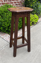 Load image into Gallery viewer, Antique English Pedestal Plant Stand Display Table Barstool Carved Oak 30.5&quot; T
