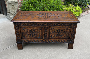 Antique English Blanket Box Chest Trunk Coffee Table Storage Chest Coffer Oak