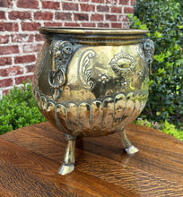 Load image into Gallery viewer, Antique English Brass Planter RAMS Heads Hoof Feet Flower Pot Hand Seamed c.1900