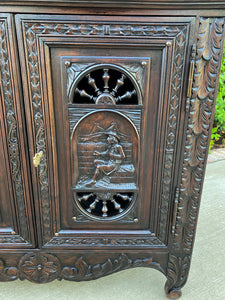 Antique French Breton Plate Dresser Buffet Sideboard Server Chestnut PETITE 19c