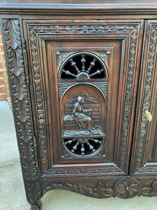 Antique French Breton Plate Dresser Buffet Sideboard Server Chestnut PETITE 19c