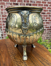 Load image into Gallery viewer, Antique English Brass Planter RAMS Heads Hoof Feet Flower Pot Hand Seamed c.1900