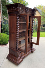 Load image into Gallery viewer, Antique French Bookcase Display Cabinet Renaissance Oak Barley Twist 19th C