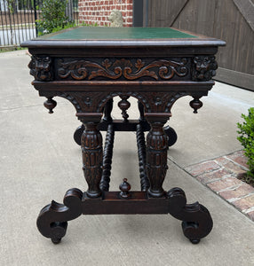 Antique English Desk Table with Drawer Oak Leather Top Barley Twist PETITE