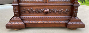 Antique French Bookcase Display Cabinet Renaissance Oak Barley Twist 19th C