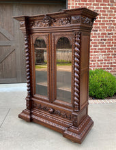 Load image into Gallery viewer, Antique French Bookcase Display Cabinet Renaissance Oak Barley Twist 19th C