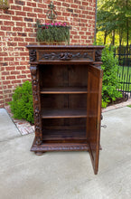 Load image into Gallery viewer, Antique French Cabinet Chest Bookcase Carved Oak Renaissance Revival ROSES TALL