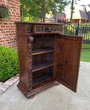 Load image into Gallery viewer, Antique French Cabinet Chest Bookcase Carved Oak Renaissance Revival ROSES TALL