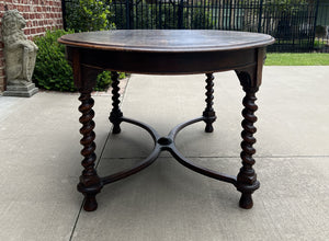 Antique English Dining Table OVAL Breakfast Card Game Table Oak Barley Twist