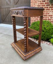 Load image into Gallery viewer, Tall Antique French Server Pedestal Barley Twist Nightstand Table Drawer 19th C