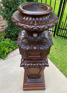 Antique French Pedestal Plant Stand Urn Planter Display Table Mahogany 19th C