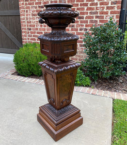 Antique French Pedestal Plant Stand Urn Planter Display Table Mahogany 19th C