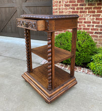 Load image into Gallery viewer, Tall Antique French Server Pedestal Barley Twist Nightstand Table Drawer 19th C