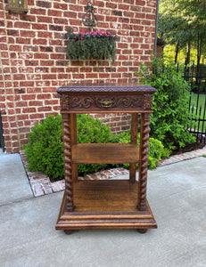 Tall Antique French Server Pedestal Barley Twist Nightstand Table Drawer 19th C