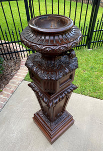 Antique French Pedestal Plant Stand Urn Planter Display Table Mahogany 19th C