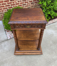 Load image into Gallery viewer, Tall Antique French Server Pedestal Barley Twist Nightstand Table Drawer 19th C