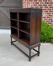 Load image into Gallery viewer, Antique English Bookcase Cabinet Hinged Hidden Storage Barley Twist Oak c. 1920s