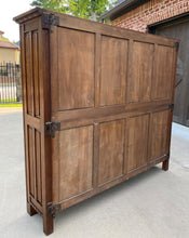 Load image into Gallery viewer, Antique French Bookcase Display Cabinet Vitrine Gothic Revival Oak 3 Doors 1930s