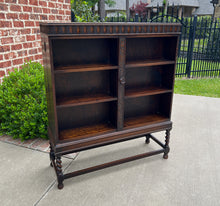 Load image into Gallery viewer, Antique English Bookcase Cabinet Hinged Hidden Storage Barley Twist Oak c. 1920s