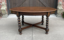 Load image into Gallery viewer, Antique English OVAL Dining Table Breakfast Game Table Barley Twist Oak 1930s