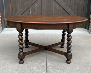 Antique English OVAL Dining Table Breakfast Game Table Barley Twist Oak 1930s