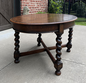 Antique English OVAL Dining Table Breakfast Game Table Barley Twist Oak 1930s