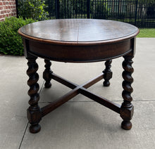 Load image into Gallery viewer, Antique English OVAL Dining Table Breakfast Game Table Barley Twist Oak 1930s