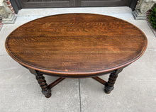 Load image into Gallery viewer, Antique English OVAL Dining Table Breakfast Game Table Barley Twist Oak 1930s