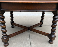 Load image into Gallery viewer, Antique English OVAL Dining Table Breakfast Game Table Barley Twist Oak 1930s