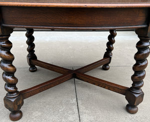 Antique English OVAL Dining Table Breakfast Game Table Barley Twist Oak 1930s