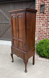 Antique English GEORGIAN Cabinet Jewelry Chest On Base Interior Drawers Oak 18C