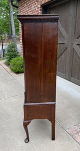 Antique English GEORGIAN Cabinet Jewelry Chest On Base Interior Drawers Oak 18C