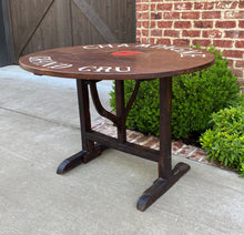 Load image into Gallery viewer, Antique French Wine Table Champagne ROUND Flip Top Gateleg Oak Trestle Feet