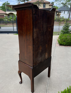 Antique English GEORGIAN Cabinet Jewelry Chest On Base Interior Drawers Oak 18C