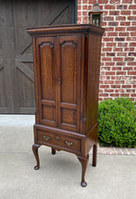 Load image into Gallery viewer, Antique English GEORGIAN Cabinet Jewelry Chest On Base Interior Drawers Oak 18C