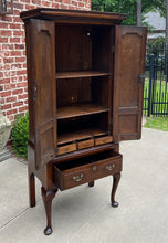 Load image into Gallery viewer, Antique English GEORGIAN Cabinet Jewelry Chest On Base Interior Drawers Oak 18C