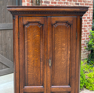 Antique English GEORGIAN Cabinet Jewelry Chest On Base Interior Drawers Oak 18C