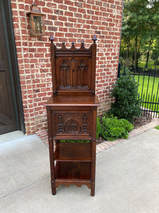 Antique French Cabinet Cupboard Pedestal Bookcase Bar Gothic Revival Petite