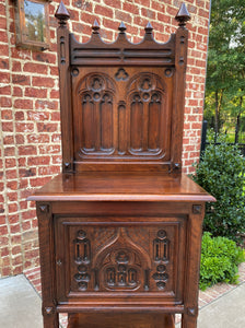 Antique French Cabinet Cupboard Pedestal Bookcase Bar Gothic Revival Petite