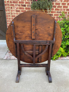 Antique French Wine Table Champagne ROUND Flip Top Gateleg Oak Trestle Feet