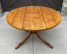 Load image into Gallery viewer, Mid Century English ROUND/OVAL Dining Table Pedestal Base with Leaf Oak c. 1940s